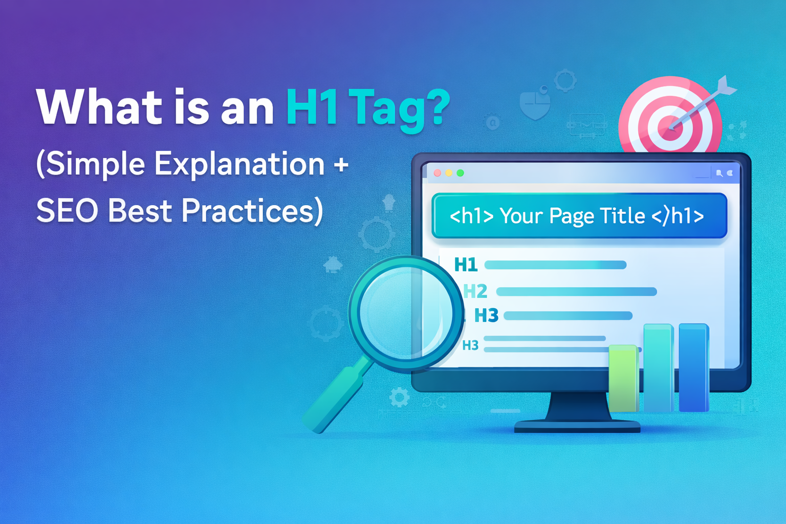 What is an H1 tag in SEO with example showing heading structure H1 H2 H3 on a webpage